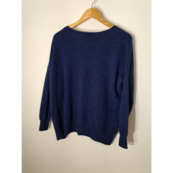 Aqua cashmere womens large blue cashmere sweater zip azure blue cobalt - Picture 7 of 9